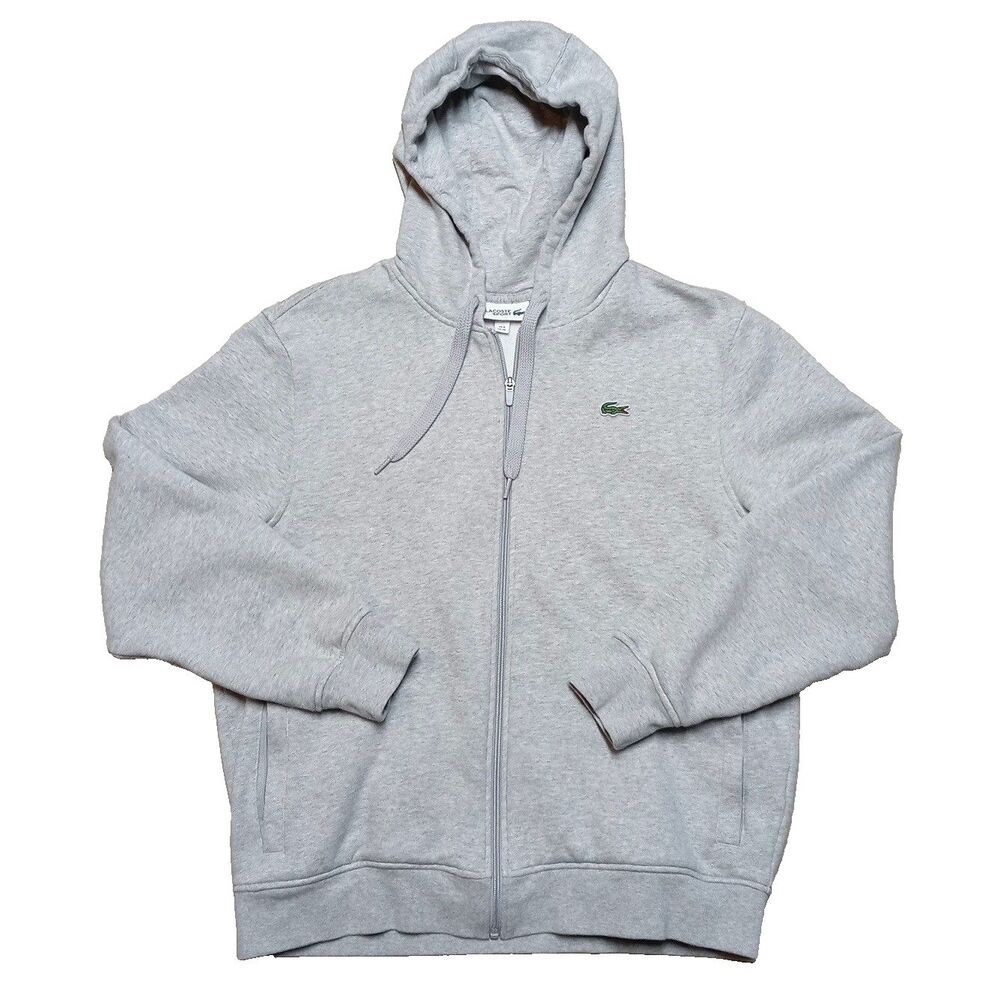Lacoste Sport Classic Fit Full Zip Hoodie Gray Men's Size XL Crocodile Logo